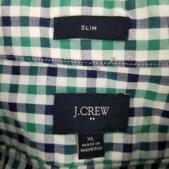 J. Crew Mens XL Green White Blue Regular Slim Fit Casual Shirt Check Button Down - Picture 8 of 11